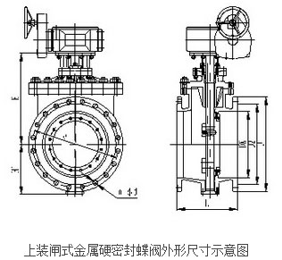 上裝閘式金屬硬密封蝶閥結構示意圖